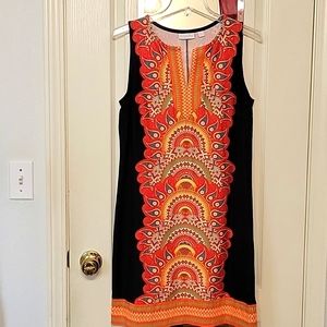 NWOT New York & Company sheath dress size Large multicolor on black